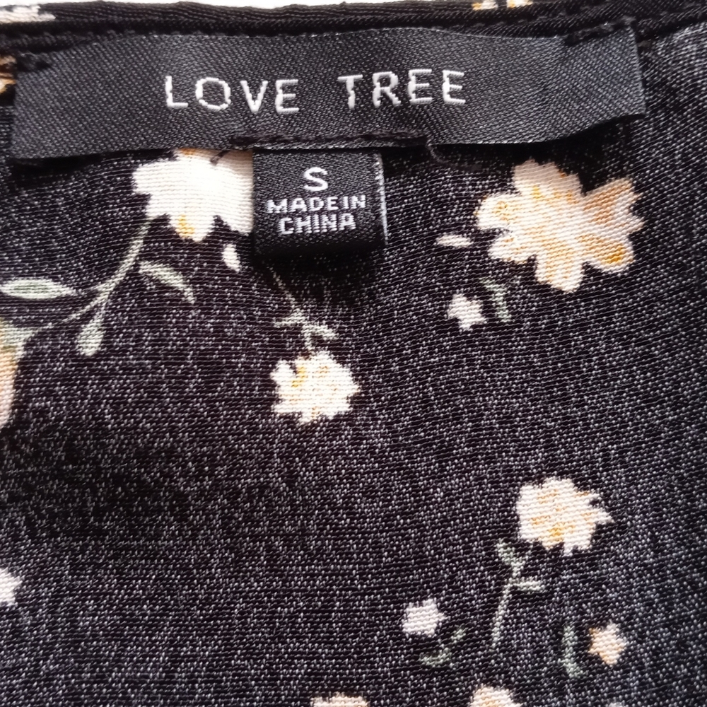 NWOT- LOVE TREE CROPPED LONG SLEEVE BLOUSE. SIZE S. COLOR BlACK, YELLOW - Picture 5 of 15